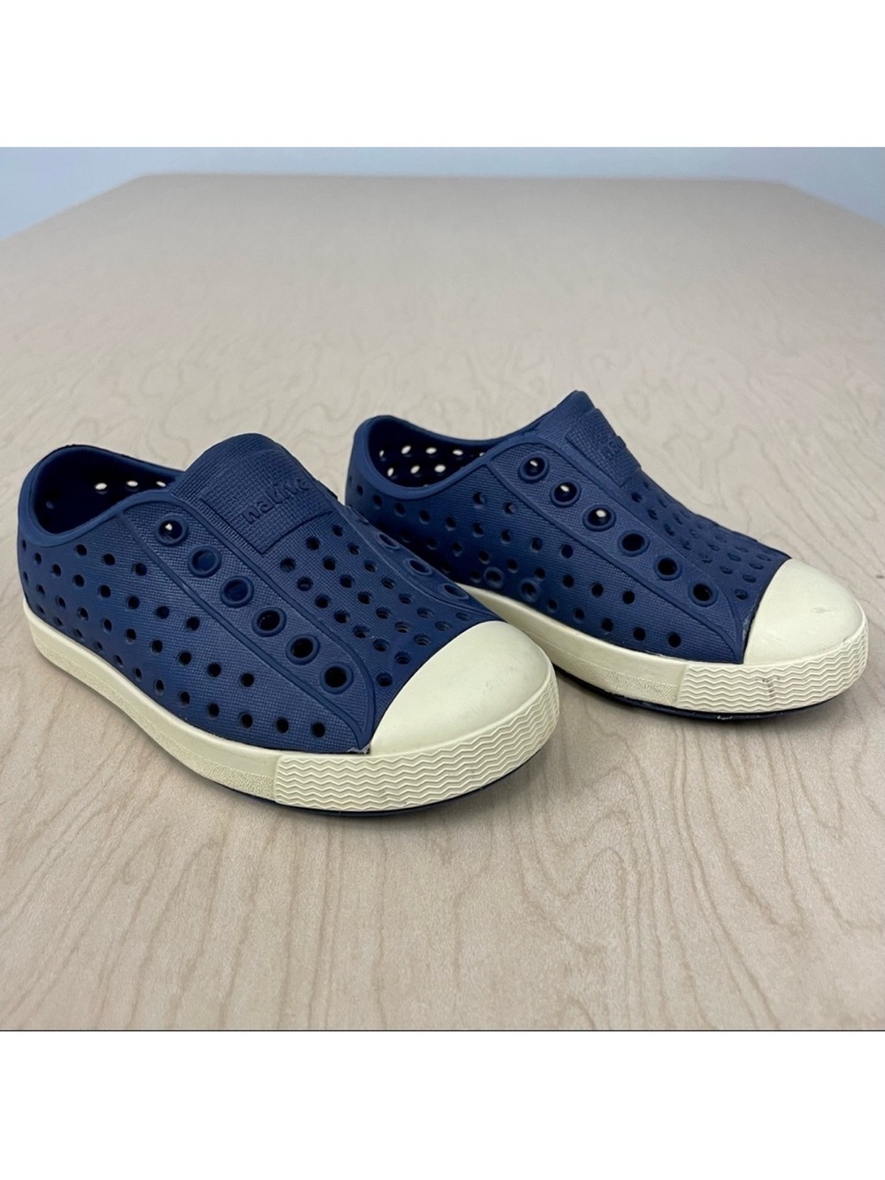 Native Slip-Ons Boys 9 Girls Jefferson Vegan Shoes Frontier Blue Stone Brown